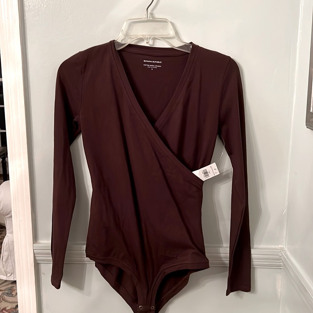 Brown faux wrap body suit